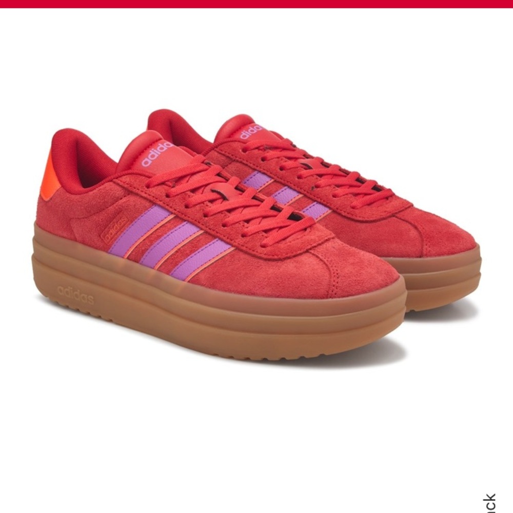 WOMEN'S ADIDAS VL COURT 3.0 BOLD PLATFORM SNEAKERS w/purple + orange details